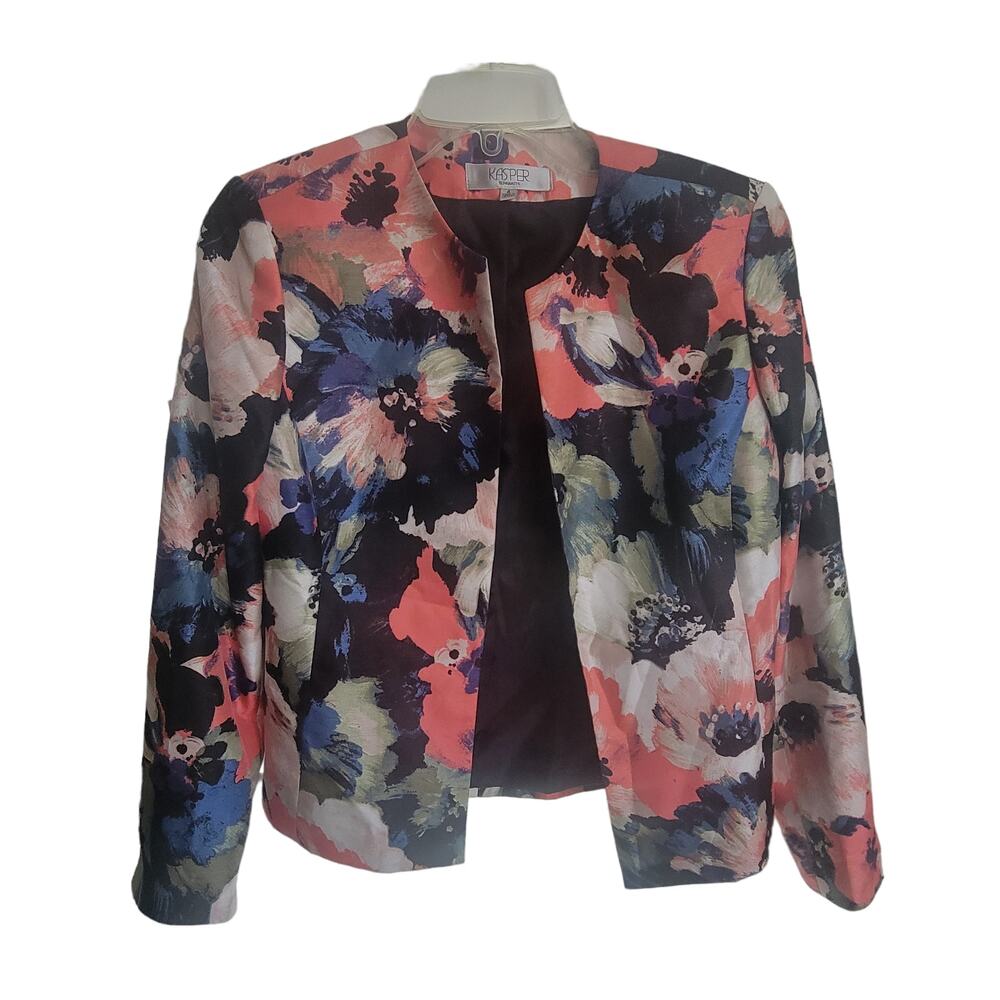 Y2K Kasper Women's Dress Jacket‎ Size 4 Colorful Tropical Workwear Retro Vintage